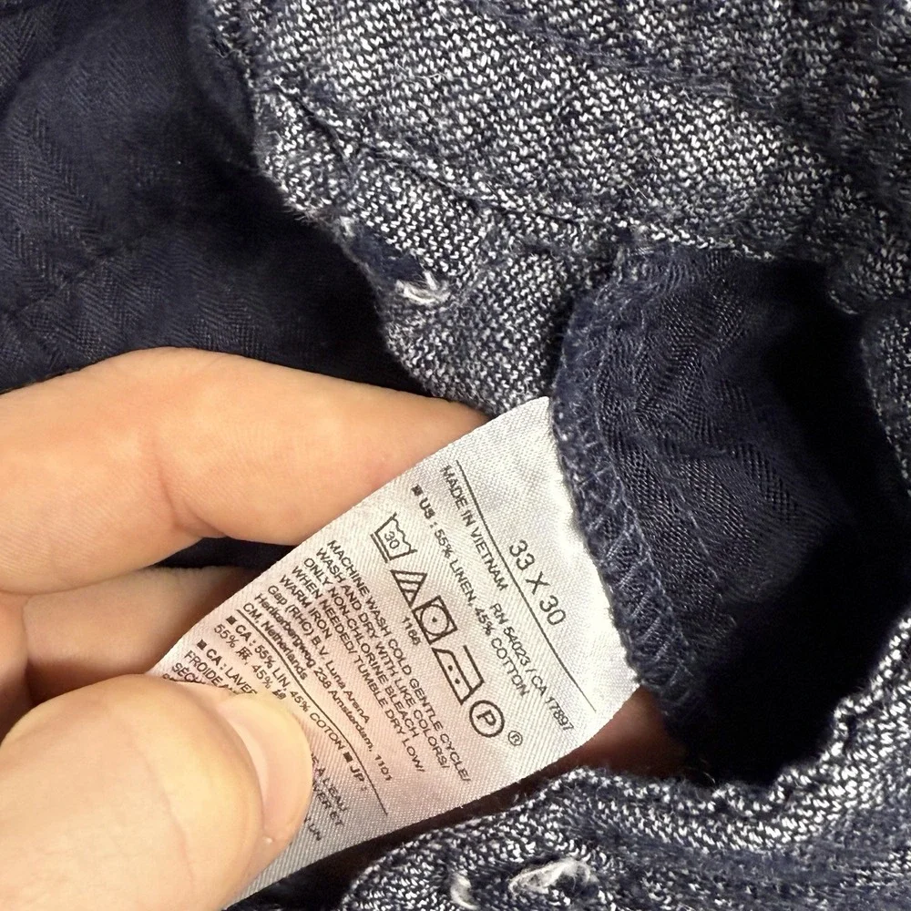 Banana Republic Linen Pants Women 31x25 Navy High Rise Drawstring‎ Elastic Waist